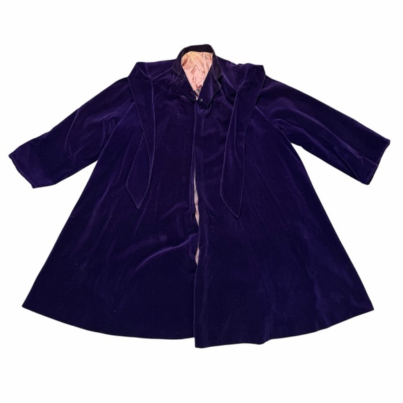 Vintage 1930s Opera Coat Purple Velvet Evening Wear XL - Picture 4 of 12